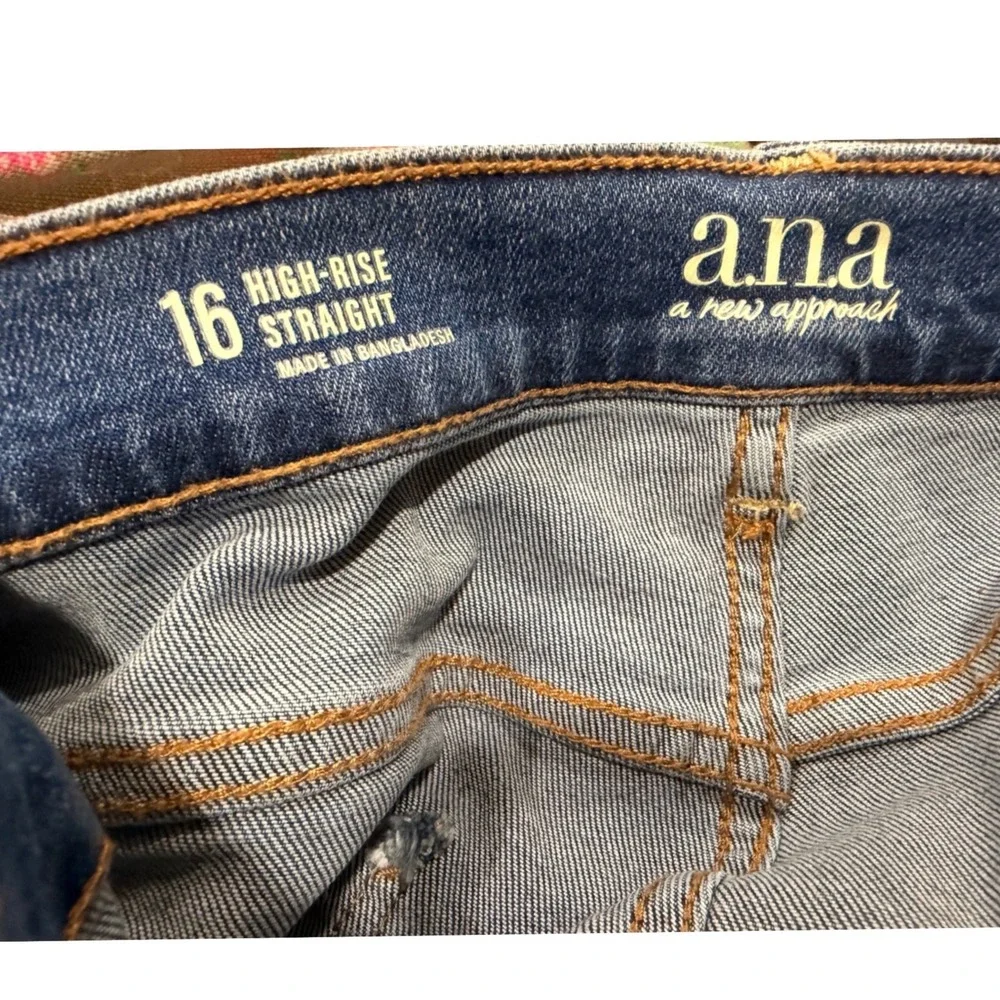 #60 A.N.A JEANS Sz. 16 High-Rise Straight Rhinestone Embellished